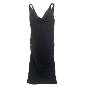 Liz & Sara Women's Black Ruched Side Sleeveless‎ Cowl Neck Midi Dress Size Large